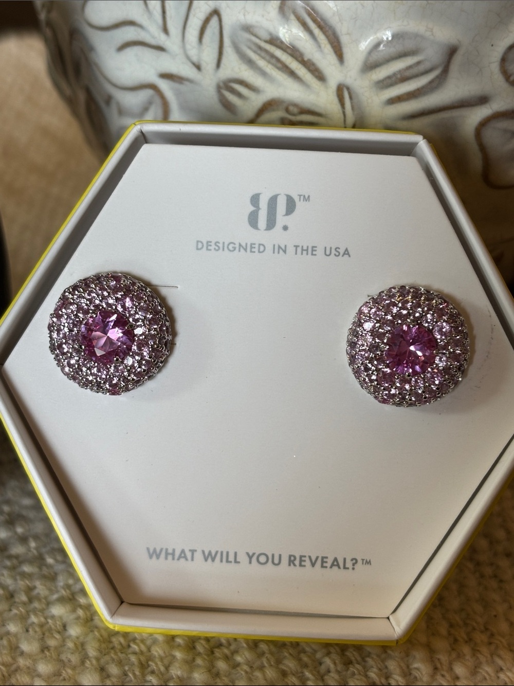 Pink Crystal Pavé Dome Stud Earrings by BP.